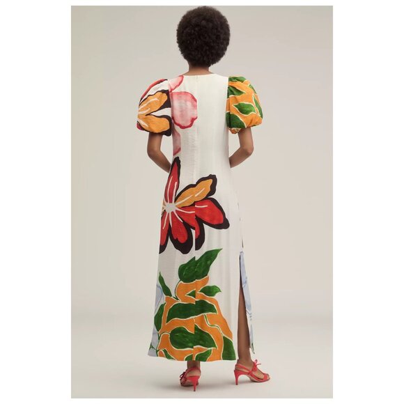 ANTHROPOLOGIE | Floral Puff-Sleeve A-Line Maxi Dress | NWT - Picture 2 of 16